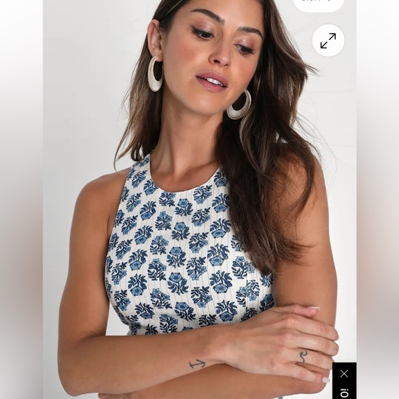 Lulus Flirty Fave Ivory Floral Print Tie-Back Midi Dress - Picture 6 of 13